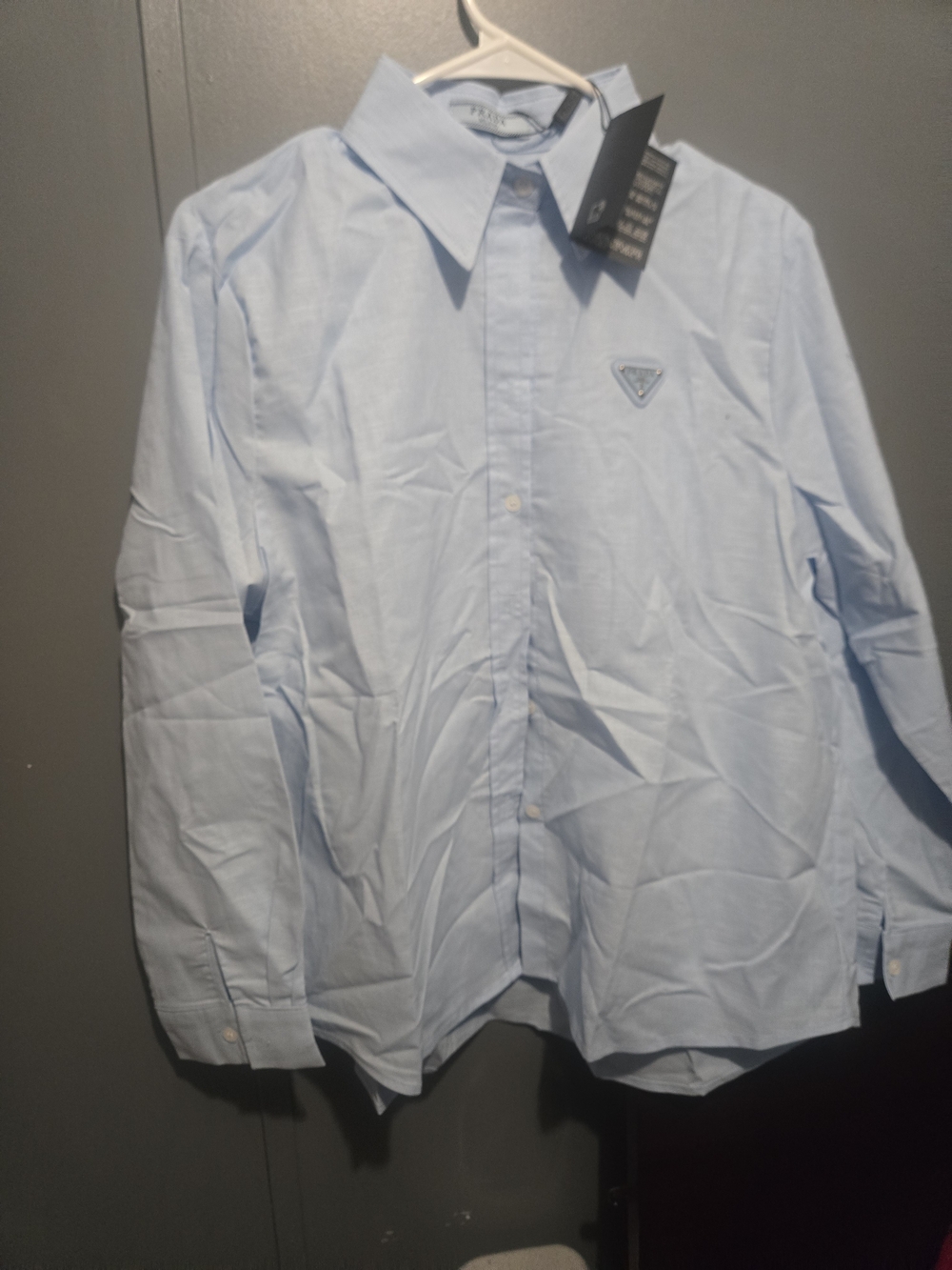 Prada Unisex Pale Blue Button-Down Dress Shirt